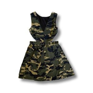 Army print cut out dress